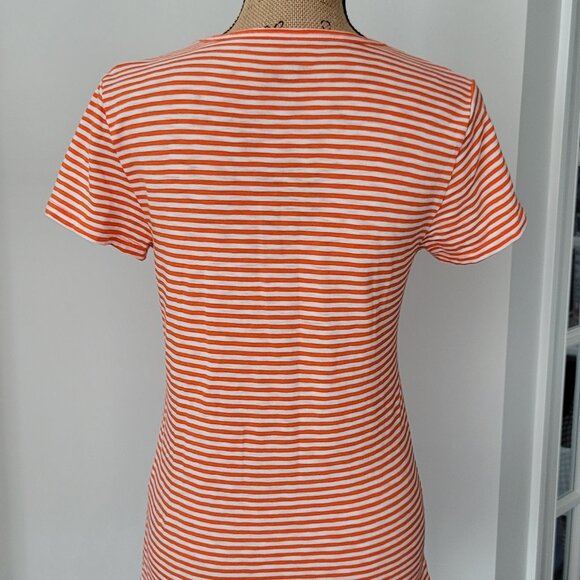 J. Crew Orange & White Striped Studio Tee Size Medium - Picture 3 of 10